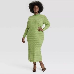 House of Aama × Target Black History Month Women's Long Sleeve Green Knit Dress